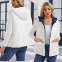 YUCOLEN Womens Puffer Vest Reversible Hooded Fleece Coat Quilted Zip Up Sleeveless Jacket Winter Outerwear with Pockets