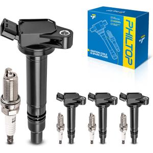 PHILTOP Set of 4 Ignition Coil Pack and Iridium Spark Plugs Fits for Toyota 2010-2018 RAV4,Camry,2013-2020 4Runner,2009-2015 Venza,2011-2016 Scion tC,2009-2019 Highlander,2013-2014 FJ Cruiser,Tundra