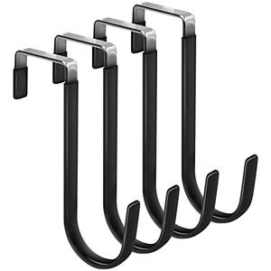 FYY Over the Door Hooks, 4 Pack Door Hangers Hooks with Rubber Prevent Scratches Heavy Duty Organizer Hooks for Living Room, Bathroom, Bedroom, Kitchen Hanging Clothes, Towels, Hats, Coats, Bags Black