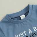 Baby Boy Cute Letter Short Sleeve Shirt Top Elastic Waist Shorts Toddler Summer Outfits (Blue Just A Boy Who Loves Tractors, 6-12 Months)