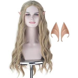 Miss U Hair Long Wavy Blonde Wig with Elf Ears Women Party Cosplay Costume Wig