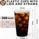 Lamosi 300 Pack 24 oz Plastic Coffee Cups with Lids, Disposable Clear Cups