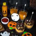 10 Pcs Halloween Swizzle Sticks Stainless Coffee Cocktail Stirrers 8.07 Inches Ghost Stirrers Reusable Cocktail Stir Sticks for Halloween Party Tea Coffee Bar Decoration