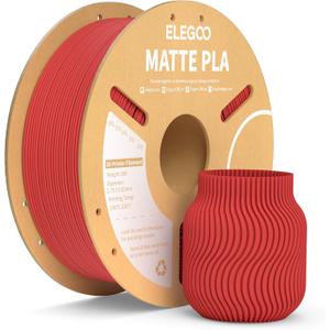 ELEGOO Matte PLA Filament Ruby Red 1KG, 1.75mm 3D Printer Filament Dimensional Accuracy +/- 0.02mm, 1kg Carboard Spool (2.2lbs) for Most FDM 3D Printers