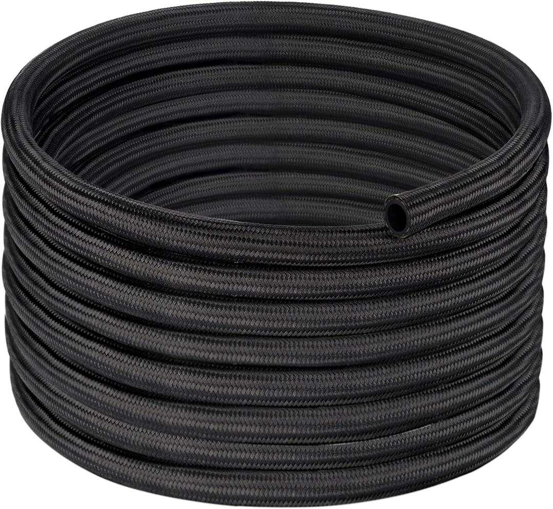 EVIL ENERGY 4AN Fuel Line, AN4 Braided Fuel Hose Nylon CPE 20FT Black