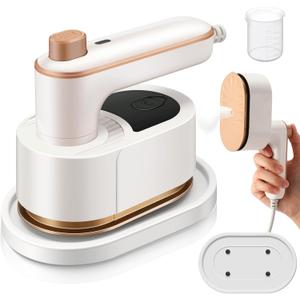 Portable Travel Mini Iron for Clothes 3 in 1 Travel Steamer 180 Rotating Handheld Iron Portable Small Size Machine for Dry and Wet for College Dorm(White)