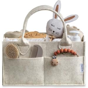 PUTSKA Baby Diaper Caddy Organizer - Nursery Storage Basket for Diaper Station, Baby Basket Shower Gift List and Registry Must-Have, Newborn Essentials, Nursery Decor for Boy or Girl-White,Extra Large