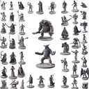 50 Unique Miniatures Fantasy Tabletop RPG Figures for Dungeons and Dragons, Pathfinder Roleplaying Games. Bulk unpainted, Great for D&D