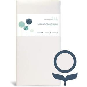 Naturepedic Organic Baby Crib Mattress - Lightweight Infant & Toddler Mattress - Waterproof Baby Bed Mattress for Crib - Non-Toxic Mattress for Baby and Toddler Bed - 52" x 28 (White)