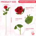 Riceshoot 500 Pcs Artificial Silk Roses Flowers with Long Stem Bridal Wedding Bouquet Realistic Floral Bulks for Garden Home Party Gifts Favor Decoration(Red)