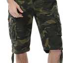 IDEALSANXUN Men's Casual Loose Fit Multi-Pockets Military Cargo Shorts (Camo Dark Army, 36)