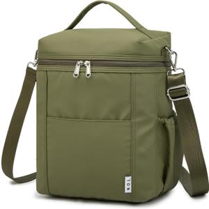 NOL Natural Organic Lifestyle Insulated Lunch Bags for Women Cooler Bag Lightweight Nylon Waterproof Lunch Box For Work (Amy Green, Large)