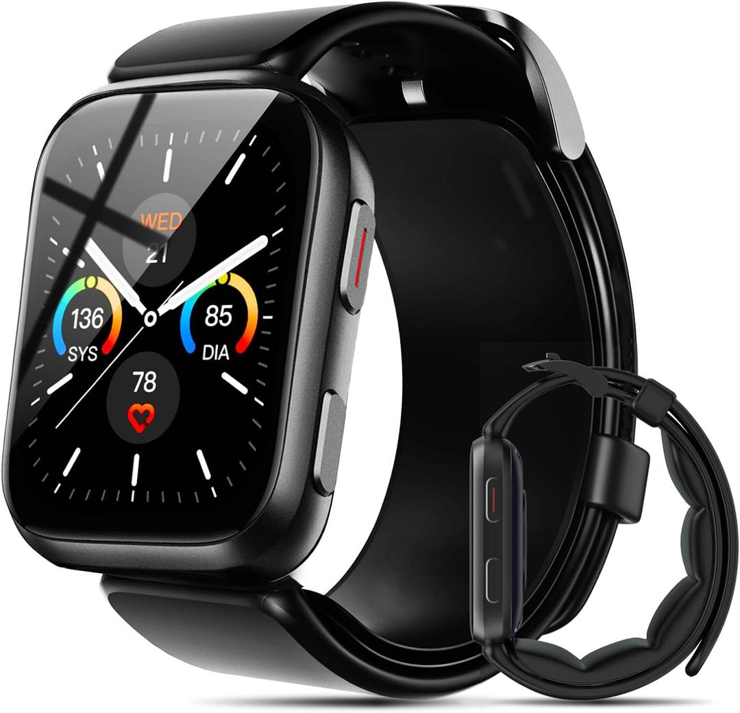 Smart Watch Blood Pressure, 1.95'' Blood Pressure Watch with Air Pump Cuff, S7 Smartwatch with Blood Pressure Sleep Monitor Sports Tracking for Android iOS Supports Data Sharing, Reminder Monitoring