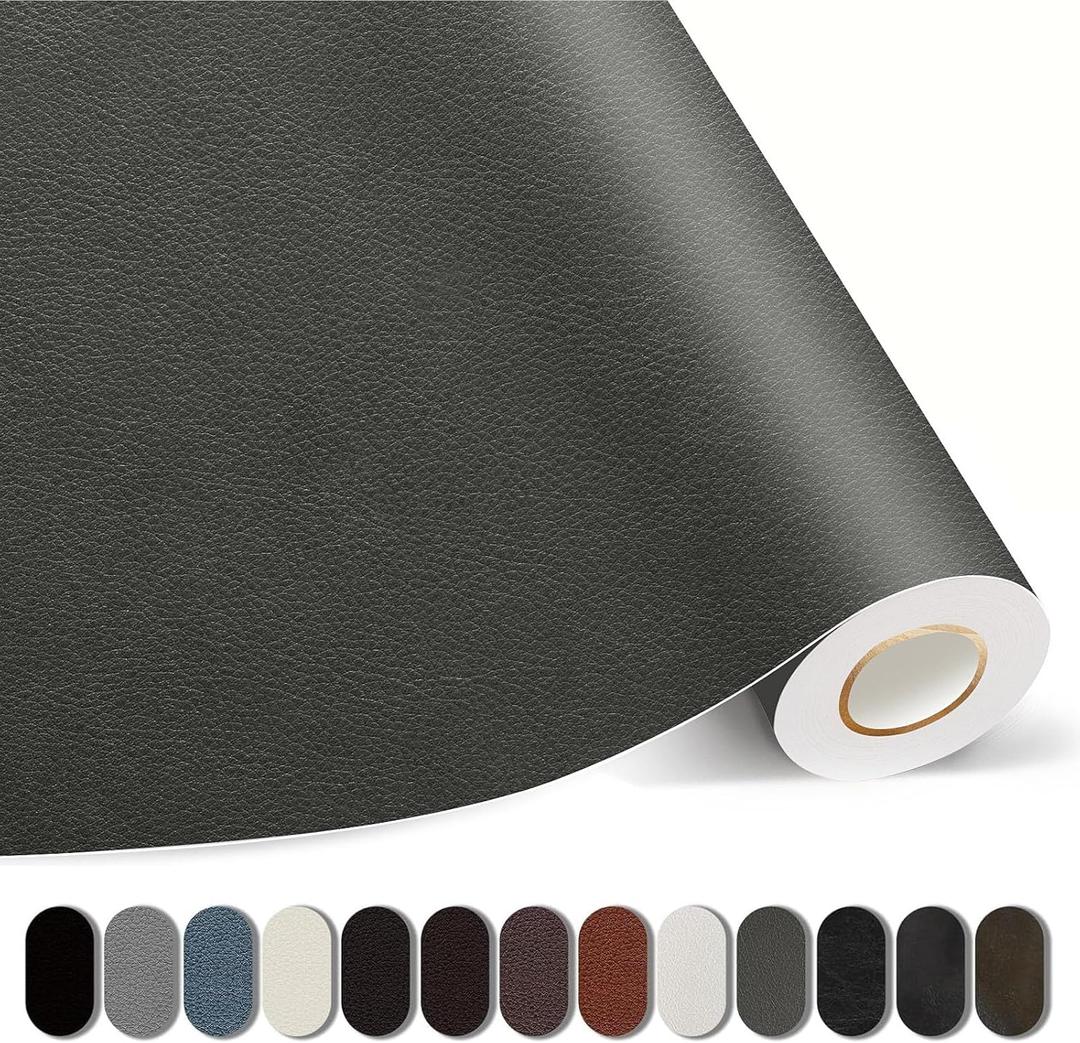 Kangshoon Leather Repair Patches, 35X79 Inch Self-Adhesive Leather Repair Tape, Stretch Vinyl Repair Kit for Couch Furniture Sofas Car Seats (Dark Gray, 35X79 Inch)
