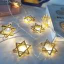 10ft Chanukah Star Decorative String Lights, 20 LED Warm White Hexagram Shape Light, Hanukkah Decorations for Home, for Jews Judaism Bedroom Window Wall Fence Party Decor