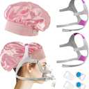 2-Pack F20 Headgear Replacement Compatible with AirFit/AirTouch F20 CPAP Mask Headband with 4 Clips+2Pcs Satin Covers Headgear Pads Satin Sleep Hat Cap for Most Headgear Strap Elasticity Hair Saver