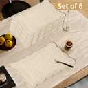 6 PC Quilted Placemats, 18"X13"Extra Large Cotton Placemats Set of 6, 100% Cotton Fabric Washable Cloth Table Mats for Kitchen & Dining Table - Soft &Easy Clean (Flax, Rectangular)