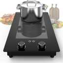VBGK Double Induction Cooktop,12 Inch 3000W Induction Stove Top 110V 2 Burner Hot Plate with Rotary &Touch Control,9 Levels Settings, Child Safety Lock & Timer