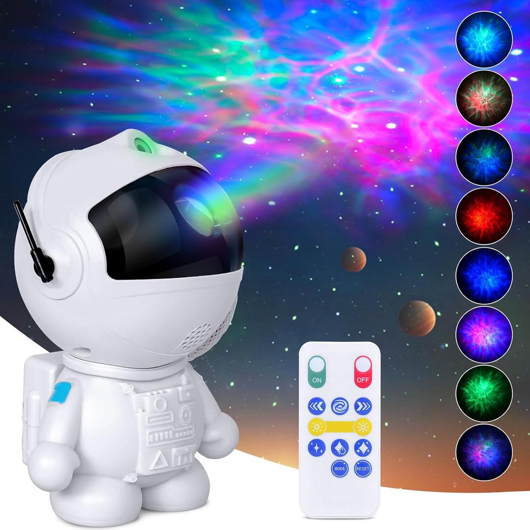Astronaut Galaxy Projector with Nebula, Star Projector Ceiling LED Lamp with 8 Modes Astronaut Starry Night Light with Remote Kids Projector Gift for Boys Adults for Bedroom, Birthdays (White)