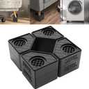 SEISSO Anti Vibration Pads for Washing Machine. 4 Pack Washer and Dryer Pedestals High Hard Wearing Stackable Rubber Pads. Shock and Noise Cancelling for Washing Machine Foot Pads (Black)