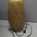 Boho Bamboo Table Lamp, Dimmable Rustic Farmhouse Hand Wicker Desk Lamp Bedside Lamps Night Light Decorations for Bedroom, Living Room, Home Office, Nursery, Reading Nook (Bulb Included)