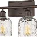 zeyu 4 Light Fixtures for Bathroom Above Mirror, Vintage Vanity Lighting Fixtures, Oil Rubbed Bronze Finish with Clear Hammered Glass, ZJF63B-4W ORB