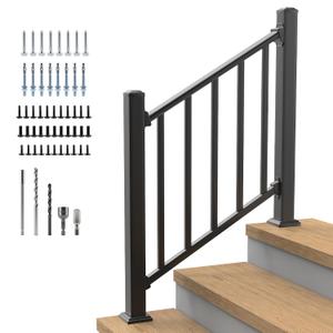 Akenow Modular Stair Railing Kit, 36 in x 3 ft, 2 Post, 1 Panel