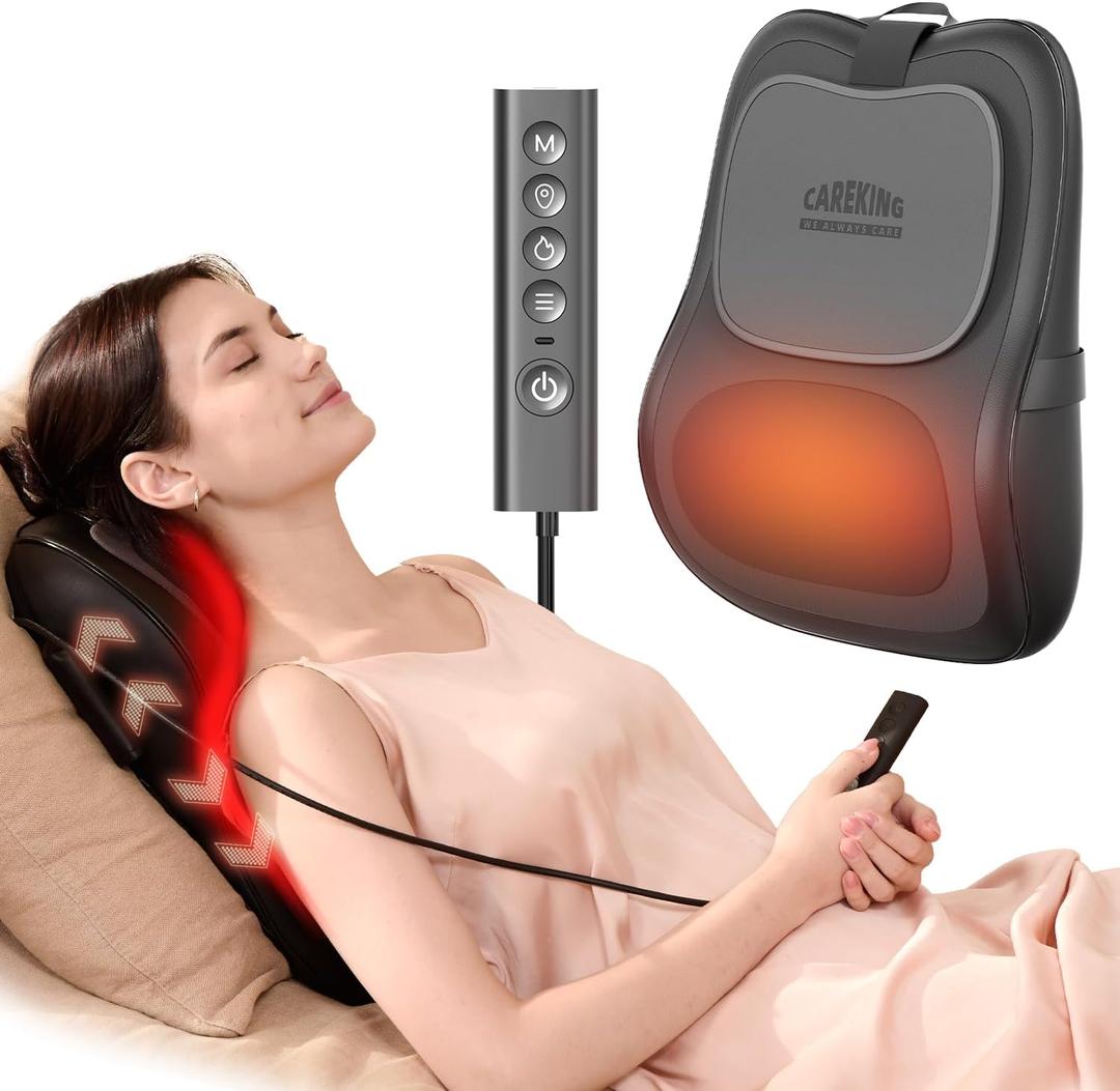 Back Massage With Heat,3D Kneading Massage Pillow For Back,Neck,Shoulder,Leg,Shiatsu Back Massager For Pain Relief,Upper&Lower Back Massager,Gifts for Women,Men,Dad,Mom At Home Office and Car (Black)