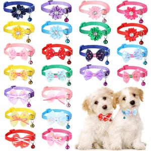 Saintrygo 13 Pack Dog Bow Tie Collar - Adjustable Bowtie, Flower Neck Tie for Medium Small Dog Cat Puppy(Cute)