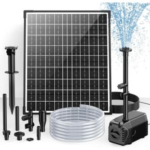POPOSOAP 30W Solar Fountain Pump, 430GPH Solar Pond Pump with Adjustable Flow, 6.6FT Water Pipe for Outdoor Garden Ponds, Fish Tank, Backyard Water Features