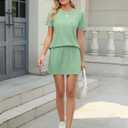 TCOT Pajamas for Women Set Summer Fashion Short Sleeve Crewneck Tops with Skirt Sets Pajama Casual Loungewear (Small, A Sage Green)