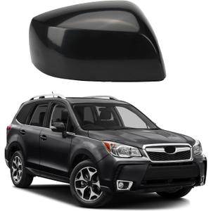 Right Passenger Side Car Mirror Cap Cover Compatible with Subaru Forester 2014 2015 2016 2017 without Side Assistent Hole, OEM 91059FJ000, Black