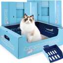 3 PCS Disposable Litter Boxes for Cats, 17.1x13.2x5.7 in Cat Litter Box with Disposable Cat Litter Scoop, Portable Waterproof Travel Litter Box for Cats