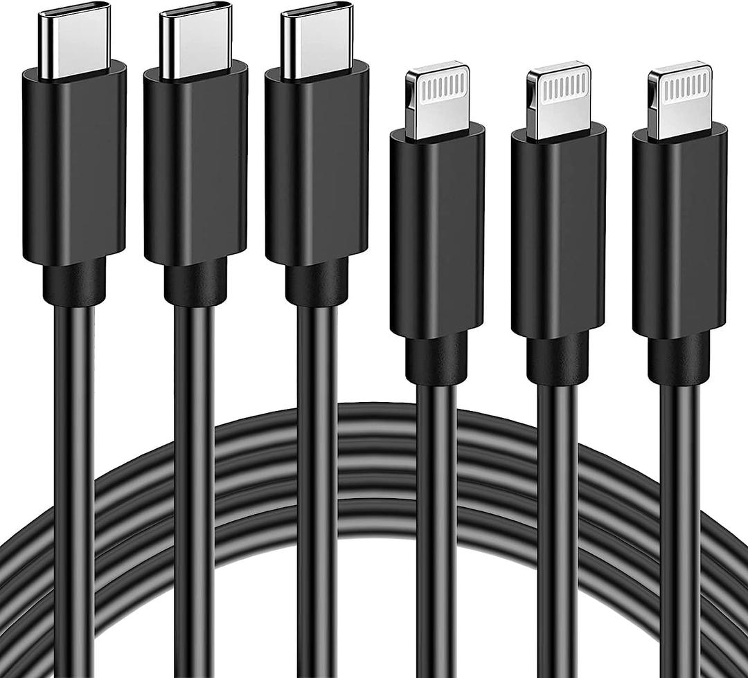 Quntis USB C to Lightning Cable, 3 Pack 6FT MFi Certified iPhone 14 Fast Charger Cord, Type C iPhone Rapid Charging Cable for iPhone 14 13 12 11 Pro Max Xs Max XR X 8 Plus 8 iPad Pro, Black