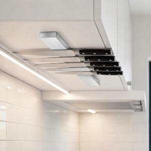 Under Cabinet Knife Holder 11.8 Inch Stainless Steel Magnetic Knife Holder Strip Space Saving Heavy Duty Metal Rack for Kitchen Organizer Garage Tools Supplies