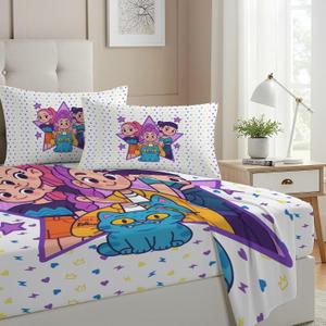 Allenjoy Cute Korean Anime Hunter Sheets Set with Fitted Sheet, Flat Sheet and 1 Pillowcase for Girls Teens Women Fans Daughter Bedding Bedroom Nursery Room Decor, Machine Washable Durable Twin Size