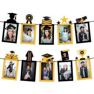 KatchOn, Gold and Black Graduation Photo Banner - Large, 10 Feet | Grad Banner 2025 for graduation Decorations Class of 2025 | Grad Party Decorations,Graduation Decorations 2025