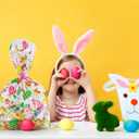 LOKIPA 10PCS Easter Basket Bags, Large Easter Basket Cellophane Bags with 10 PCS Colorful Pull Bow for Gifts Baskets Easters Party Favor Supplies(35.4X23.6 Inches)