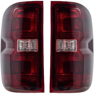 Tail Lights Rear Lamp Brake lights Compatible with Chevy Chevrolet Silverado 1500 2500 3500 2014-2019, GMC Sierra 2500 3500 2015-2019,Without Wiring Kit and Bulbs, (Red Smoked-Pair)