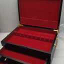 GENRICE Wooden Silverware Chest without Silverware Three-layer, Silverware Box Storage for Silver, Silverware Case with Handle and Felt Lined, Flatware Chest for 12 or 16 or more sets of Utensils (Brown)