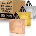 Nush Nush Set of 60 Mix Color Gift Bags In Bulk - 20 Rose Gold, 20 Silver, 20 Gold gift bags With Handles - For Small Business As Goodie Bags, Birthday Gift Bags Large Size, Party Favor Bags - 13X5X11