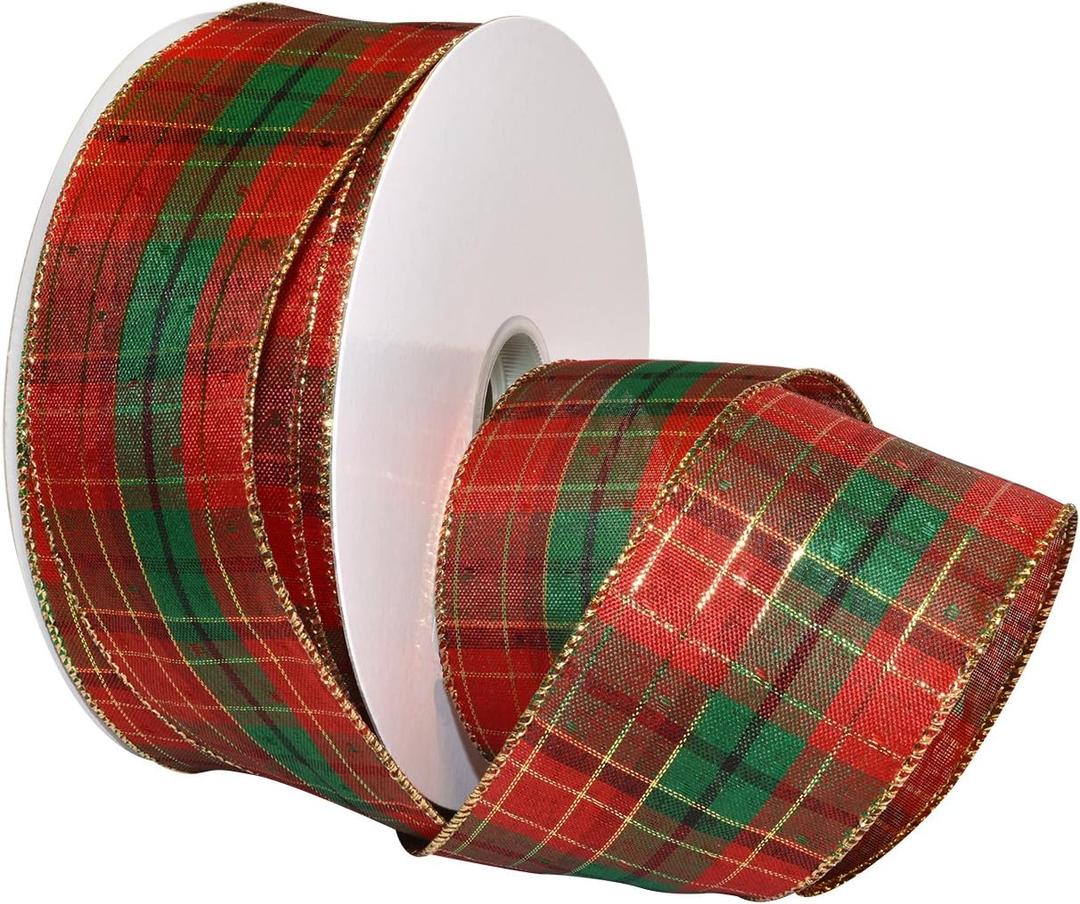 Morex Ribbon Splendor Wired Nylon Ribbon, 2-1/2 inches by 50 Yard, Red