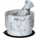 Laevo White Marble Mortar and Pestle Set - Heavy Duty Stone Spice Grinder - 2.1 Cup Capacity, 5.5-Inch Reversible Mortar and Pestle Set for Guacamole, Pesto, Spices - Large