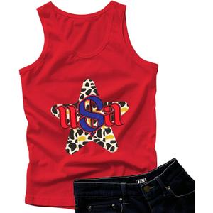 qdl USA Flag Heart Tank Top Women Patriotic Shirt American 4th of July Sleeveless Tops (X-Large, Red-b)