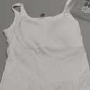 Danysu Women's Tank Tops with Bulit in Bras Scoop Neck Ribbed Fitted Knit Crop Halter Tops Spaghetti Strap Camisole (S, Angel White)