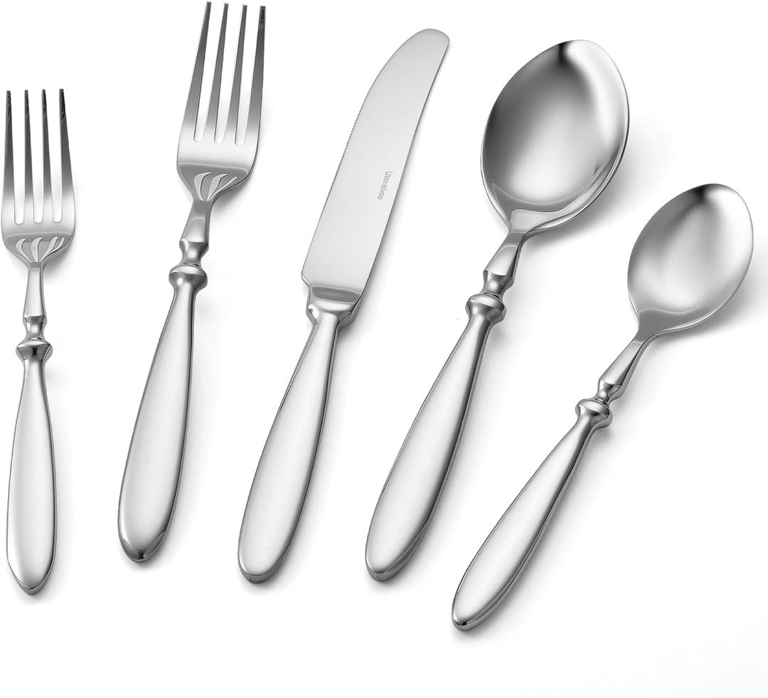 40-Piece Silverware Set for 8Understated Flatware Set 18/10 Stainless SteelFine Cutlery Set with Forks, Knives, SpoonsDurable and Elegant Design TablewareDishwasher Safe