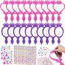 Geetery 20 Pcs Unbreakable Kids Mirror DIY Decorate Your Own Princess Mirror Mermaid Princess Foam Small Crafts for Princess Party Decorations  (Purple, Pink)