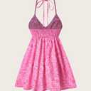 Women's Paisley Halter Mini Dress Summer Tie Backless A Line Flowy Dresses Beach Vacation Clothes (M)