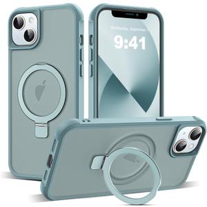 Compatible with iPhone 16 Pro Max Case with Invisible Magnetic O-Ring Stand Military-Grade Translucent Case for iPhone 16 ProMax 6.9" [Compatible with Mag-Safe][Great Grip Feeling], Blue
