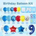 9th Birthday Decorations Boy, Dog Paw Ninth Party Arch with Red Blue Yellow Long Latex Balloons 40 inch Number 9 Balloon and Star Foil for Paw Birthday Party Supplies